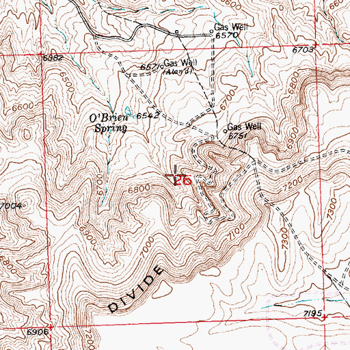 Topographic Map of Beaver Divide Mine, WY