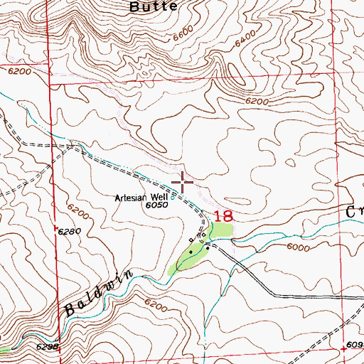 Topographic Map of Baldwin Creek Mine, WY
