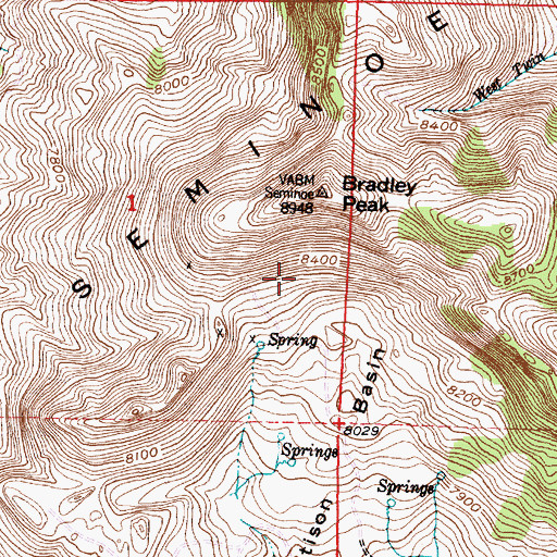 Topographic Map of Bradley Peak Mine, WY