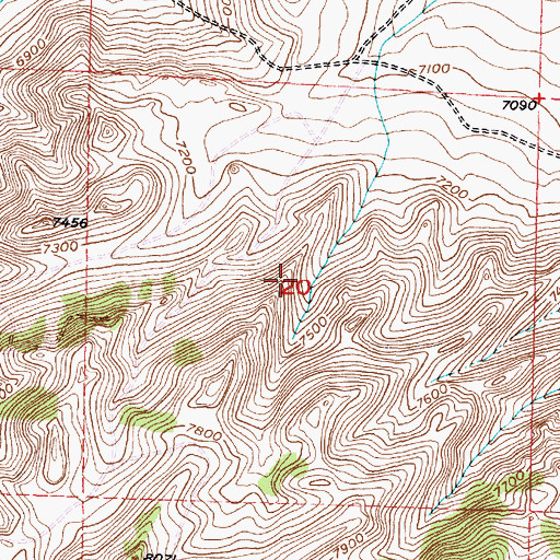 Topographic Map of Junk Creek Mines, WY