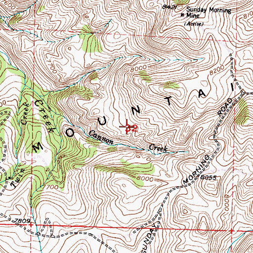 Topographic Map of Long Creek Area Two Mine, WY