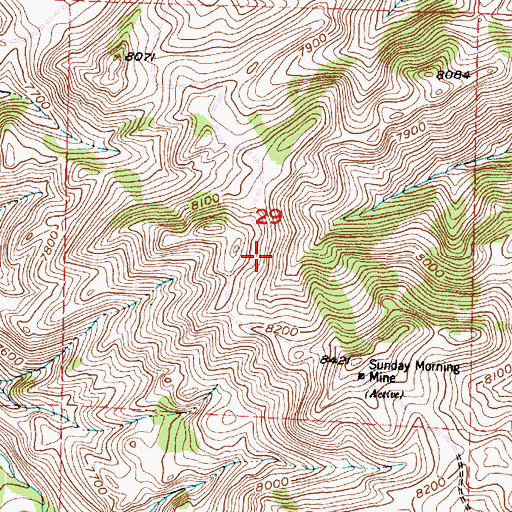 Topographic Map of Long Creek Area Three Mine, WY