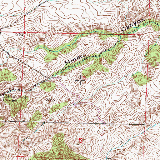 Topographic Map of Spanish Trails Group Mine, WY