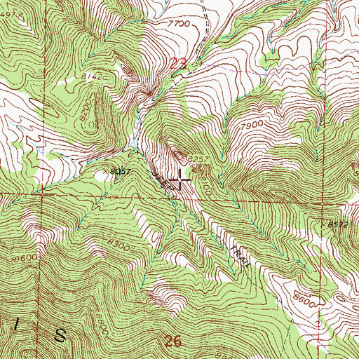 Topographic Map of Cherry Creek Prospect, WY
