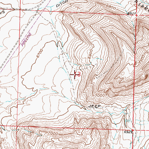 Topographic Map of Jennie Claim Number One Mine, WY