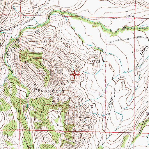 Topographic Map of Lucky Thirteen Mine, WY