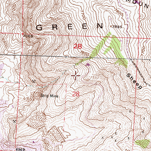 Topographic Map of Sun Number Four Mine, WY
