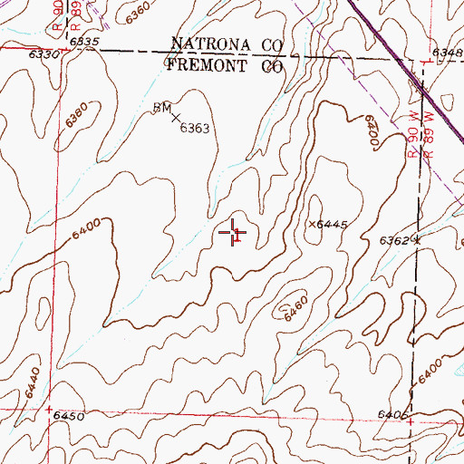 Topographic Map of Split Rock Area Mine, WY