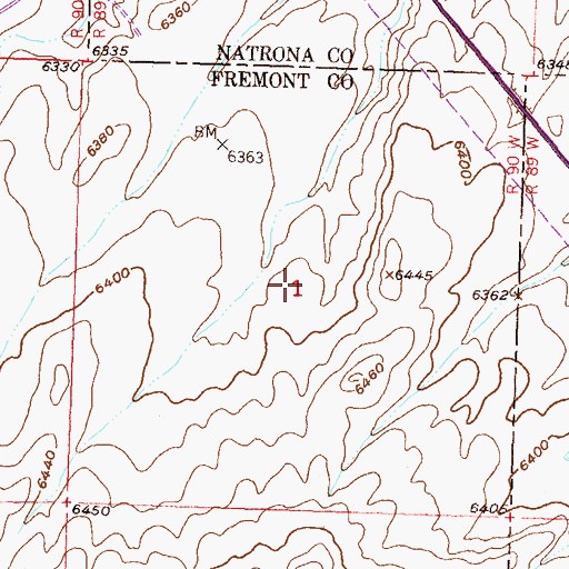 Topographic Map of Split Rock Area Number Two Mine, WY