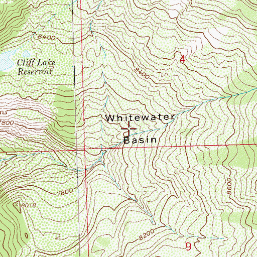 Topographic Map of Whitewater Basin, CO