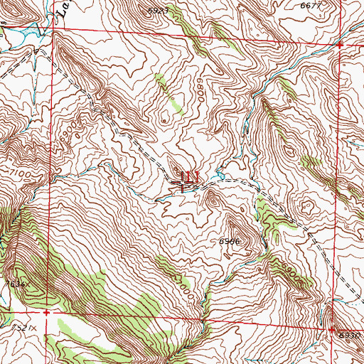 Topographic Map of Rattlesnake Mountains Mine, WY