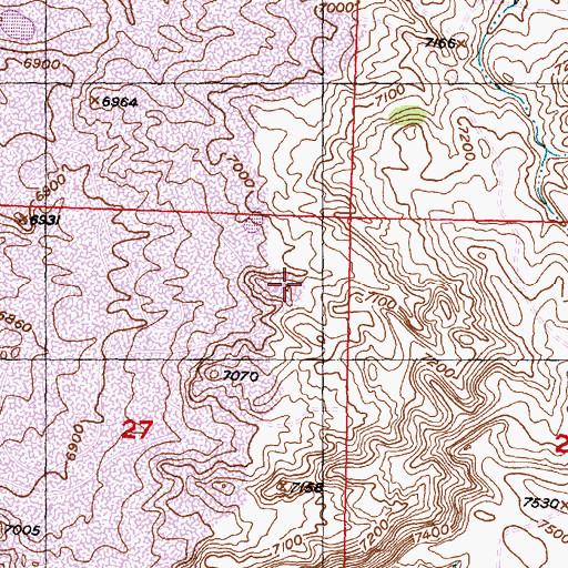 Topographic Map of Bountiful Number Nine Mine, WY