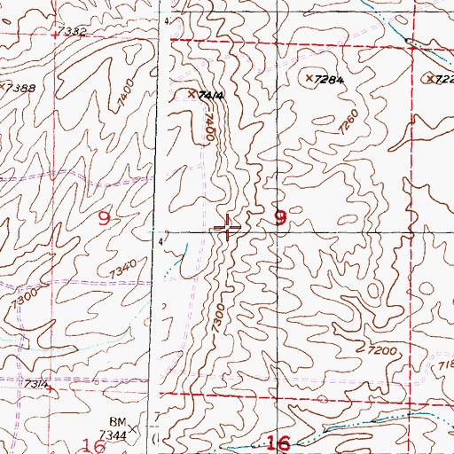 Topographic Map of Bates Creek Mine, WY