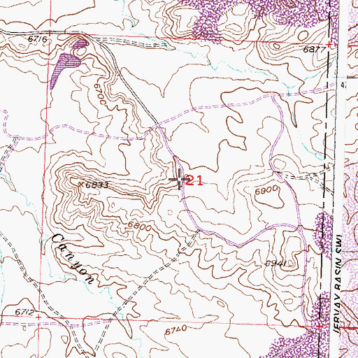 Topographic Map of Deseret Number One Mine, WY