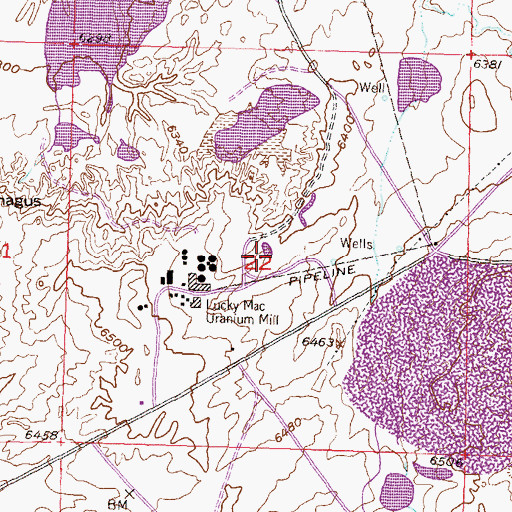 Topographic Map of Lucky Mac Number Fifteen Mine, WY