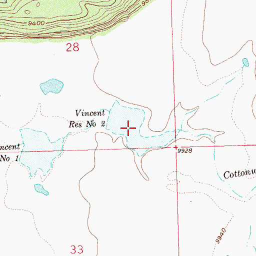 Topographic Map of Vincent Reservoir Number 2, CO
