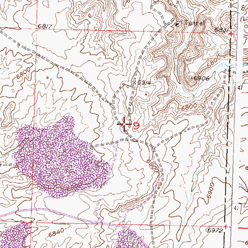 Topographic Map of Red Horse Number Three Mine, WY