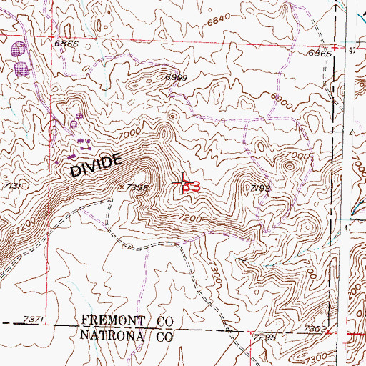Topographic Map of Uranium Point Number Nine Mine, WY