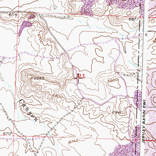 Topographic Map of Veca Mine, WY