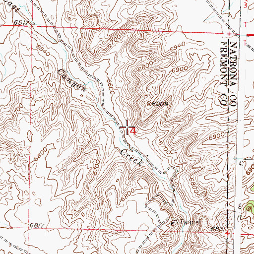 Topographic Map of Yellowbuck Mine, WY
