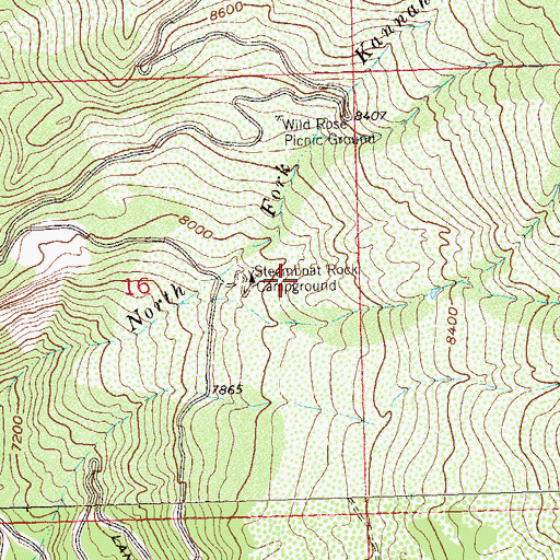 Topographic Map of Steamboat Rock Campground, CO