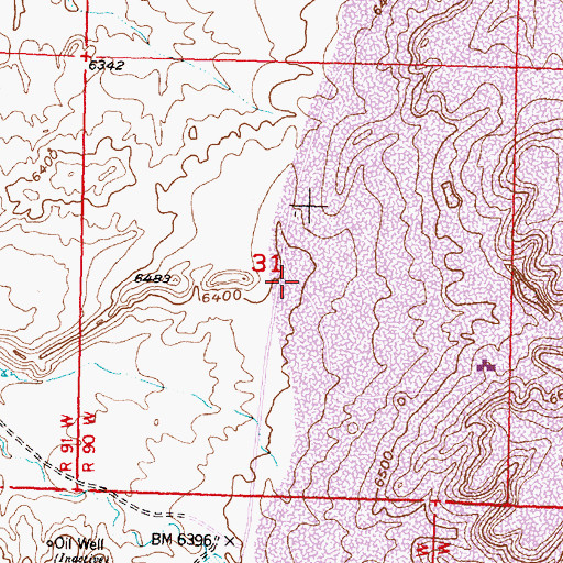 Topographic Map of Dick Number Two Mine, WY
