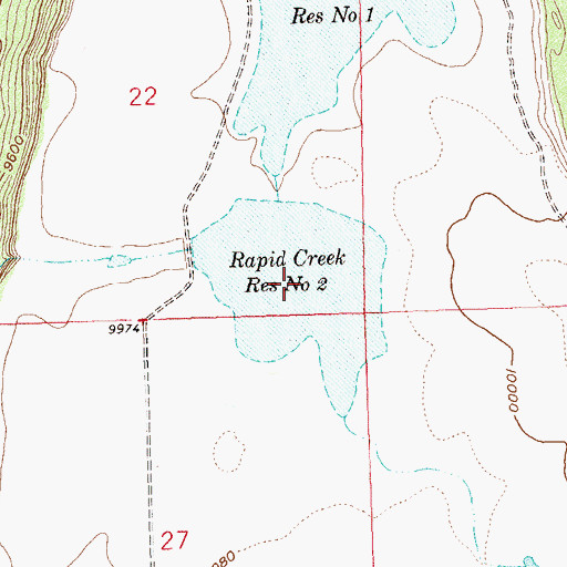 Topographic Map of Rapid Creek Reservoir Number 2, CO