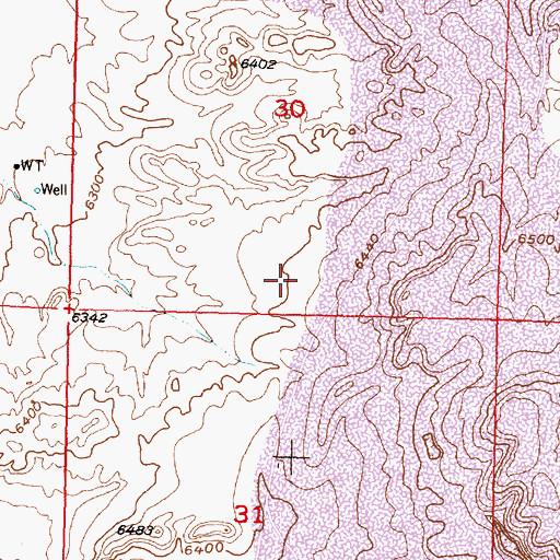 Topographic Map of Loco Pits, WY