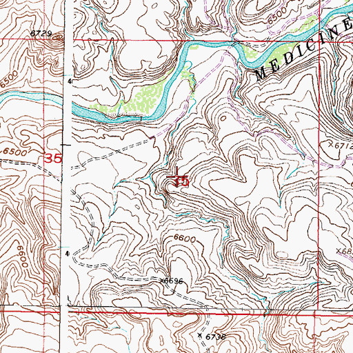 Topographic Map of Coulter Mine, WY