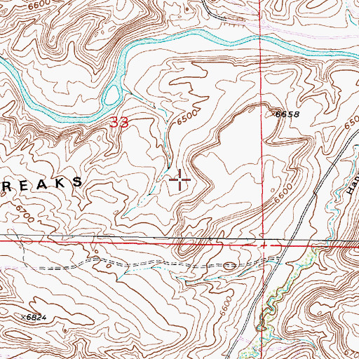 Topographic Map of Rock Crossing Mine, WY