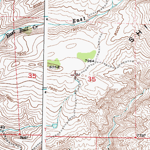 Topographic Map of Dry Creek Mine, WY