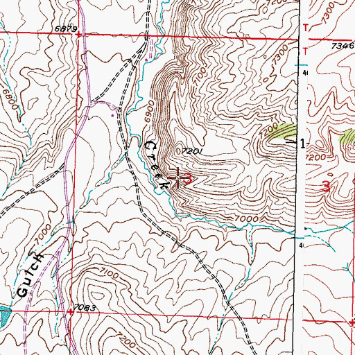 Topographic Map of Shirley Mountains Area Mine, WY