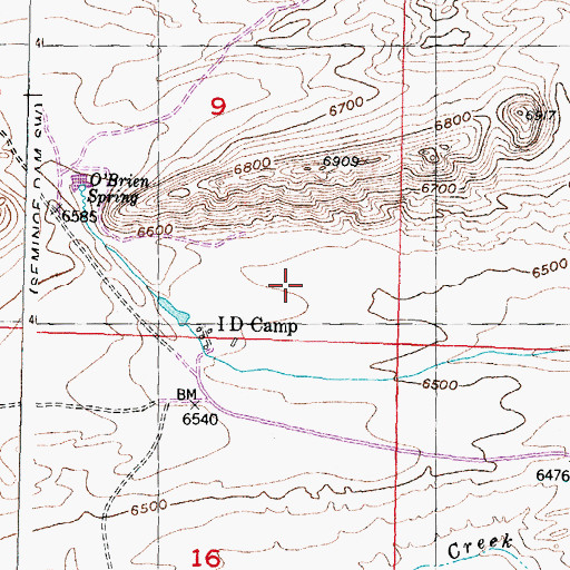 Topographic Map of O-Brien Spring Mine, WY