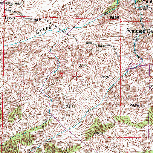 Topographic Map of Seminoe Dam Mine, WY