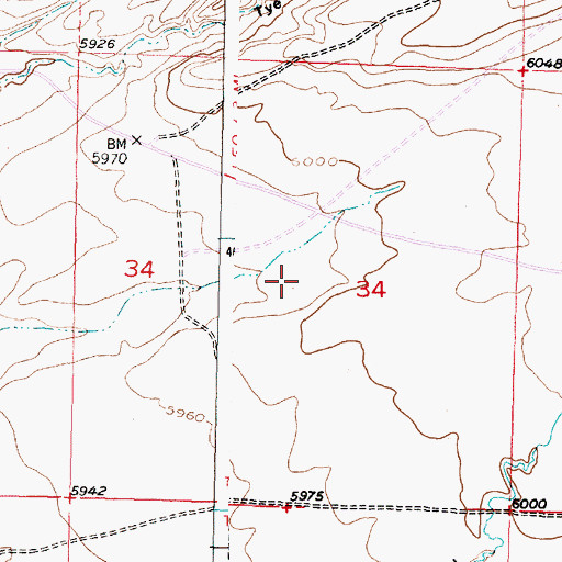 Topographic Map of Hard Head Mine, WY