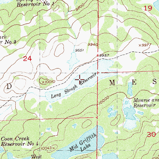 Topographic Map of Long Slough Reservoir, CO