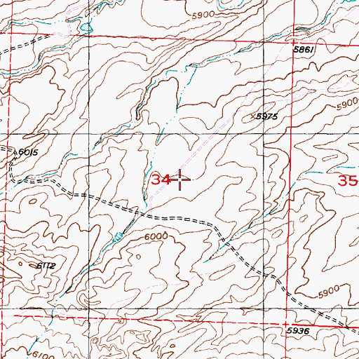 Topographic Map of Poison Creek Mine, WY