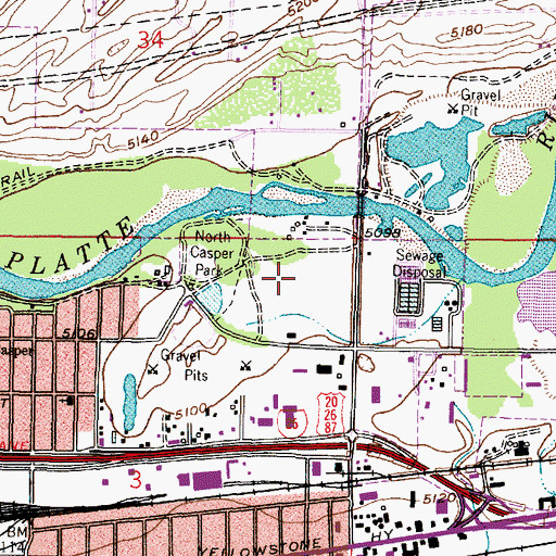 Topographic Map of Casper Concrete Pit, WY