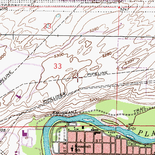 Topographic Map of Kaycee Clay Mine, WY