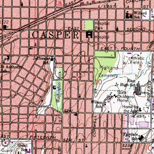 Topographic Map of Hidebrand Pit, WY