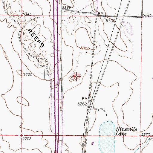 Topographic Map of Dry Lake Mine, WY