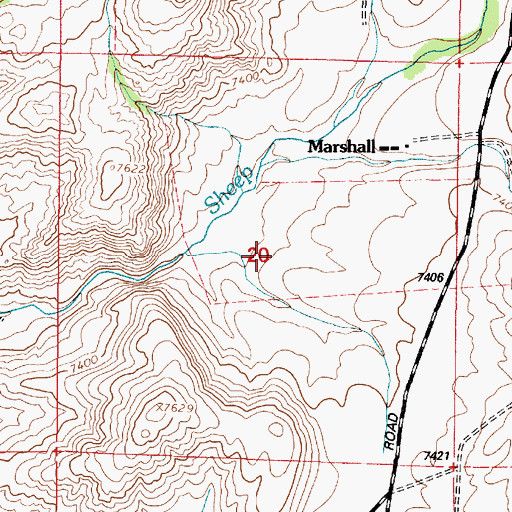 Topographic Map of Marshall Area Mine, WY