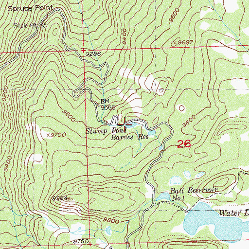 Topographic Map of Stump Pond, CO