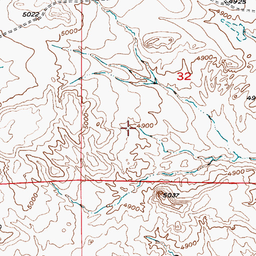 Topographic Map of Shawnee Creek Area Mine, WY