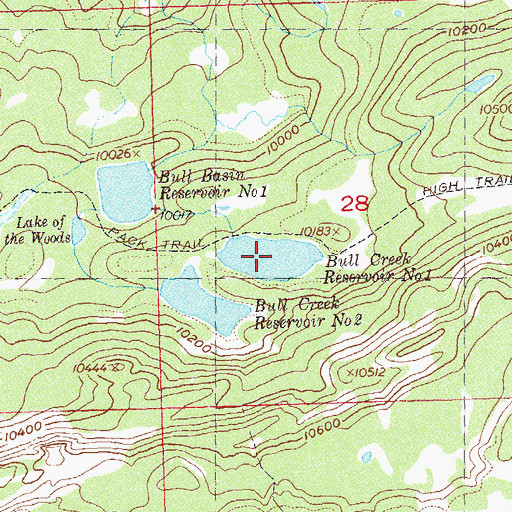 Topographic Map of Bull Creek Reservoir Number 1, CO