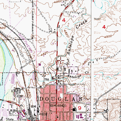 Topographic Map of Albert Sims Fee Land Mine, WY