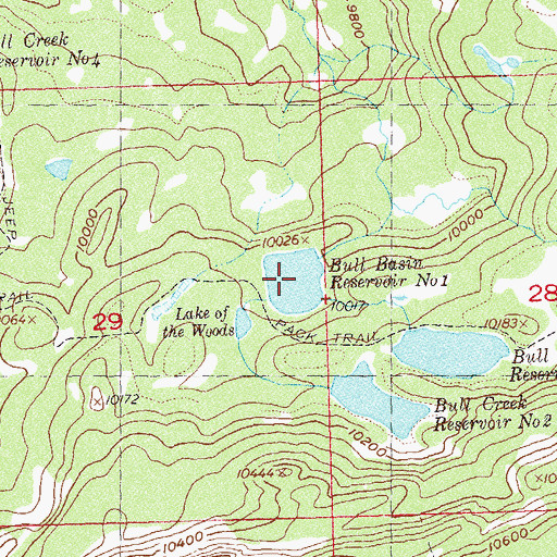 Topographic Map of Bull Basin Reservoir Number 1, CO