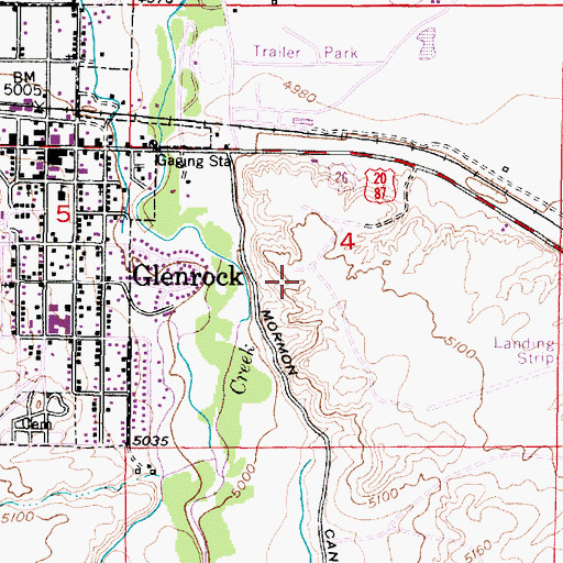Topographic Map of Glenrock Number One Mine, WY