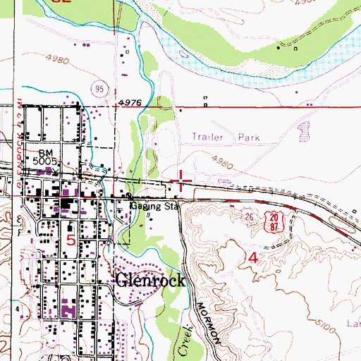 Topographic Map of Glenrock Number Two Mine, WY