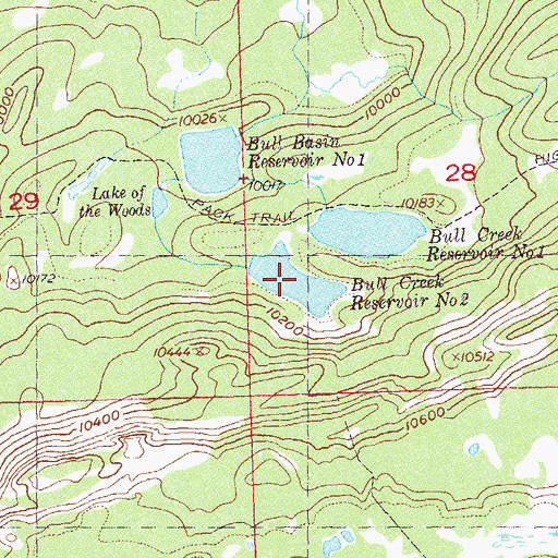 Topographic Map of Bull Creek Reservoir Number 2, CO